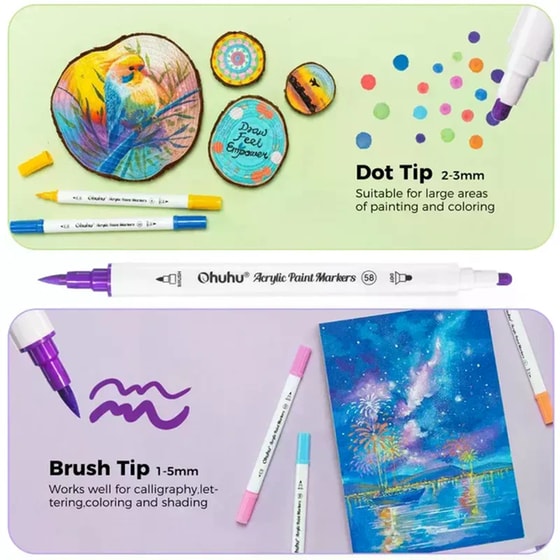 Μαρκαδόροι Σχεδίου Ohuhu Brush & Dot Acrylic (36 Τεμάχια) image 5