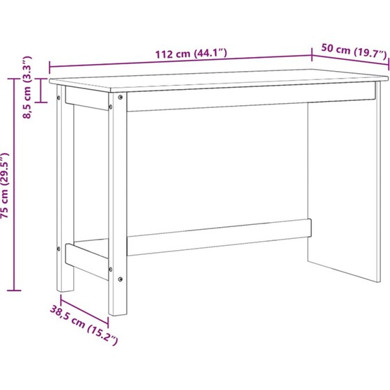 Γραφείο VidaXL από Μασίφ Ξύλο Πεύκου 112x50x75 cm - Γκρι image 6
