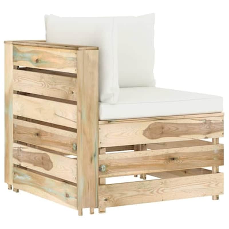 Καναπές Γωνιακός Τμηματικός Vidaxl Με Μαξιλάρια Από Πράσινο Εμποτισμένο Ξύλο Πεύκου 69x70x66 cm