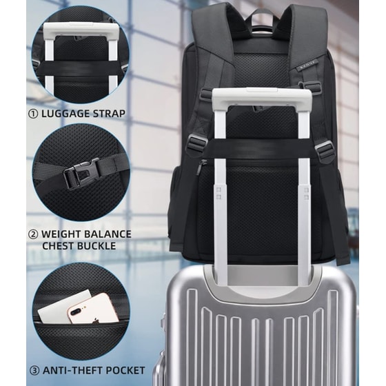 Τσάντα Laptop Bange 2603 15.6" Αδιάβροχη - Μαύρο image 6