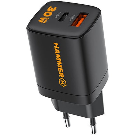 Φορτιστής Πρίζας Hammer USB-C/USB-A 30W  - Μαύρο image 0