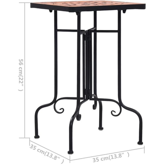 Τραπέζι Εξωτερικού Χώρου Βοηθητικό VidaXL από Σίδηρο 35x35x56 cm - Τερακότα/Μαύρο image 6