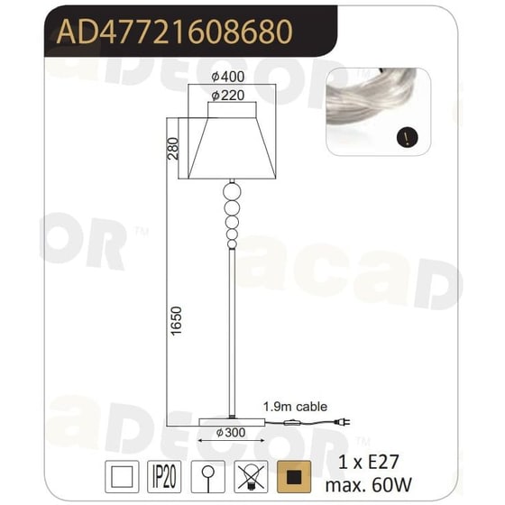 Φωτιστικό Δαπέδου Aca Decor Olivia Ad477216 - Λευκό image 1