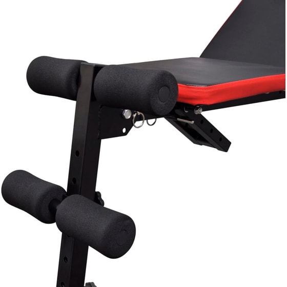 Ρυθμιζόμενος Πάγκος Γυμναστικής VidaXL 125x35cm 30.5kg - Μαύρος/Κόκκινος image 6