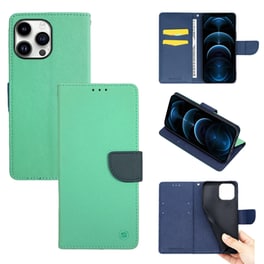Θήκη Apple iPhone 14 Pro Max - Sonique Trend Book - Βεραμάν/Σκούρο Μπλε