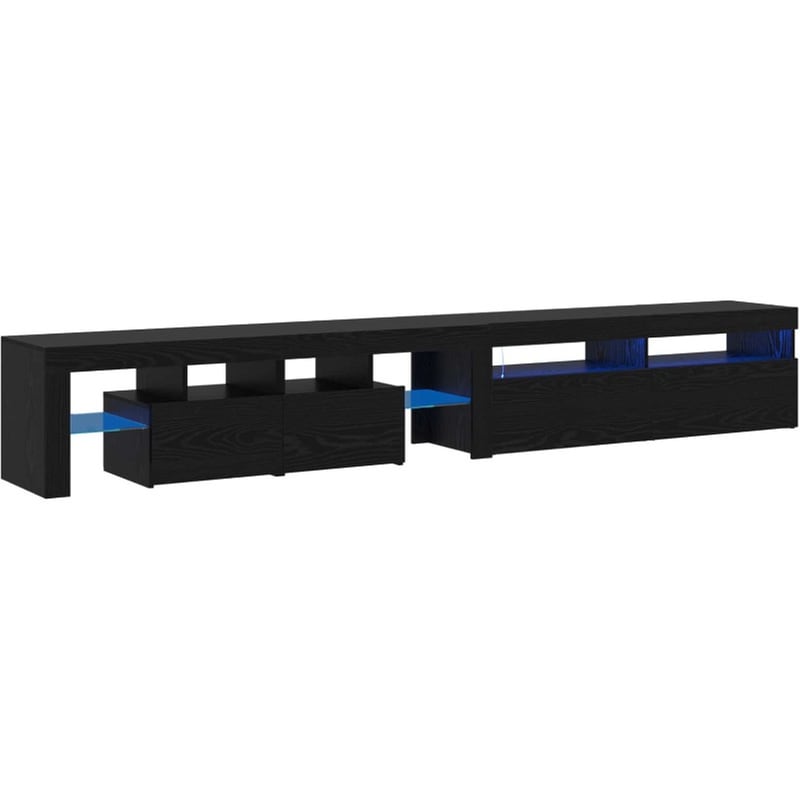 Έπιπλο Τηλεόρασης VidaXL με LED 2 τμχ 260 x 36,5 x 40 cm - Μαύρη Οξιά
