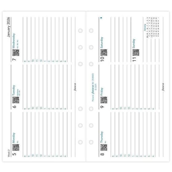 Ανταλλακτικά Φύλλα Ημερολογίου Filofax 2026 Eng. Personal Week 2 Appts Οριζόντιο image 2
