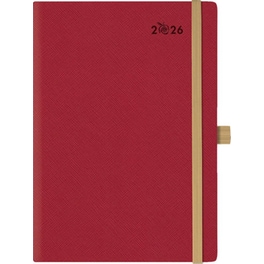 Ημερολόγιο Ημερήσιο 2026 Θεοφύλακτος 12M Saffiano Plus Κόκκινο