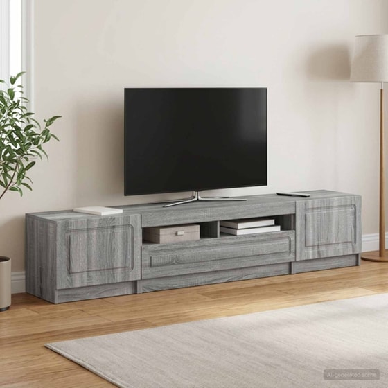 Έπιπλο Τηλεόρασης VidaXL UTRECHT με LED 3 τμχ 198 x 35 x 40 cm - Γκρι Sonoma image 1