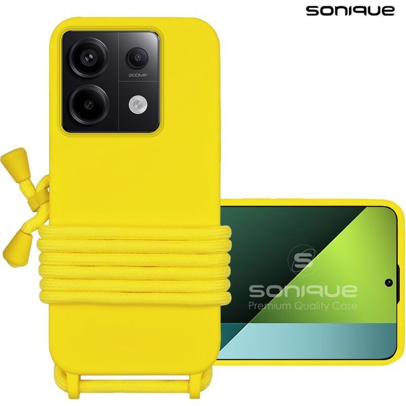 Θήκη Xiaomi Redmi Note 13 Pro 5G/ Poco X6 5G - Sonique Carryhang Σιλικόνης Με Κορδόνι Κίτρινό - Κίτρινό