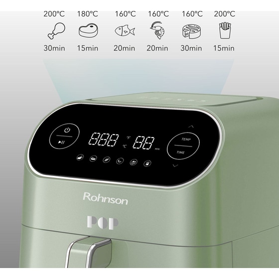 ROHNSON R-2859G Pop με Αποσπώμενο Κάδο 1800 W 7 L Πράσινο Φριτέζα Αέρος image 5