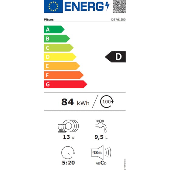 Πλυντήριο Πιάτων PITSOS DSF61I00 με WiFi για 13 Σερβίτσια - Inox image 7