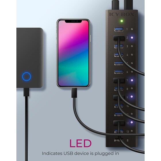 Icy Box IB-AC6113 USB Hub 14-Port USB 3.0 συμβατό με USB-A image 6