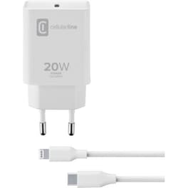 Σετ Φόρτισης Cellular Line USB-C 20W with cable Lightning 1m - White