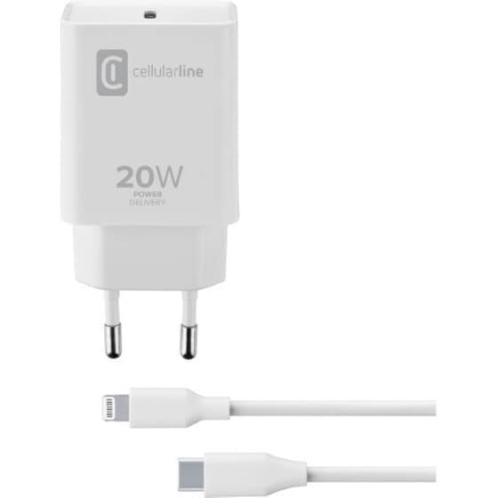 Σετ Φόρτισης Cellular Line USB-C 20W with cable Lightning 1m - White image 0