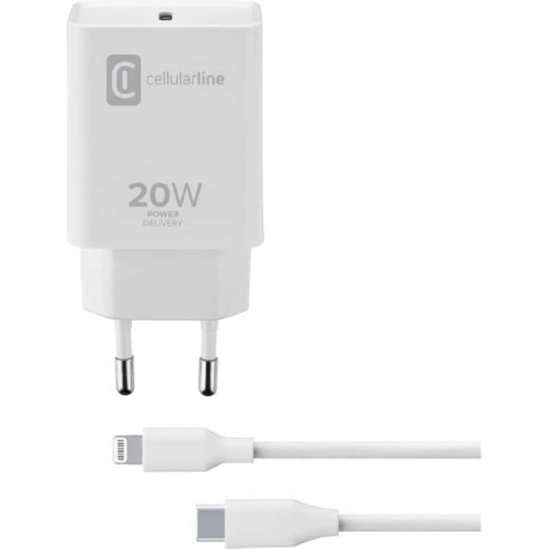 Σετ Φόρτισης Cellular Line USB-C 20W with cable Lightning 1m - White