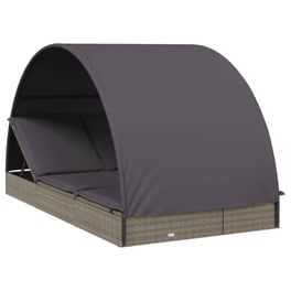 Ξαπλώστρα VidaXL από Συνθετικό Ρατάν 211x112x140 cm - Γκρι