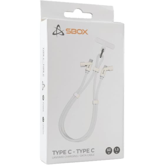 Καλώδιο δεδομένων SBOX με Lanyard USB-C σε USB-C 60W 1.5m - White image 1