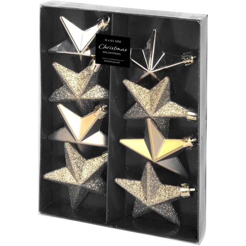 Σετ Χριστουγεννιάτικα Στολίδια Spitishop K-m Gold Can210200 Πλαστικό 8 Τμχ - Αστέρι