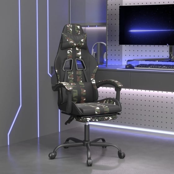 Καρέκλα Gaming VIDAXL 3143841 με Υποπόδιο από Τεχνητό Δέρμα - Μαύρο image 7
