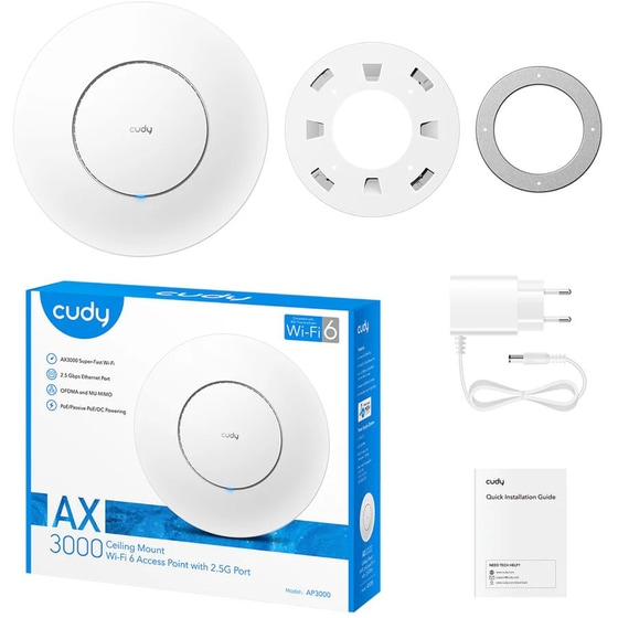 Cudy AP3000 Access Point (2.4 & 5 GHz) 2976 Mbps Wi-Fi 6 - Λευκό image 3