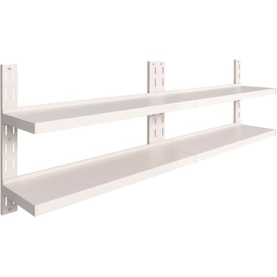 Ράφια Τοίχου VidaXL από Ανοξείδωτο Ατσάλι 240x30 cm 2 Τμχ - Ασημί/Λευκό image 4