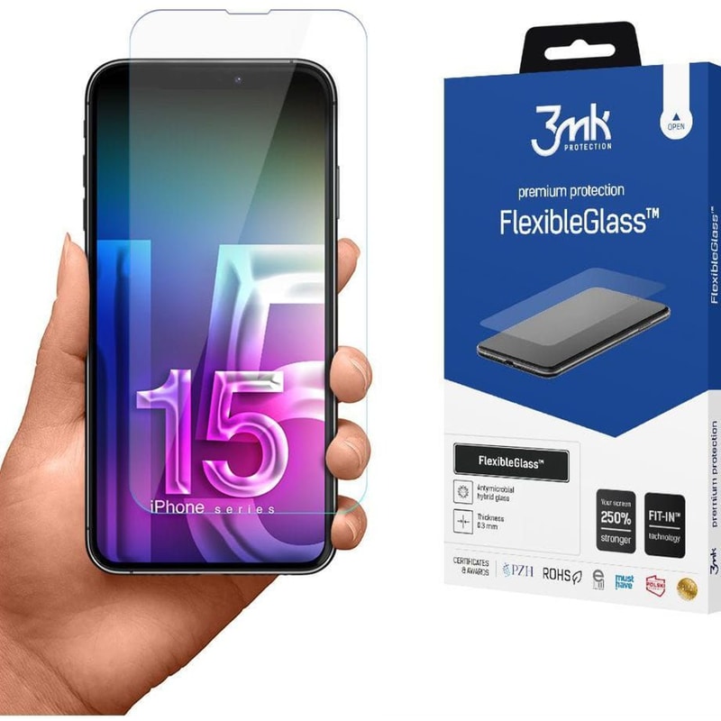 Προστατευτικό οθόνης Apple iPhone 15 Pro - 3mk Flexible Tempered Glass 0.3mm 7H