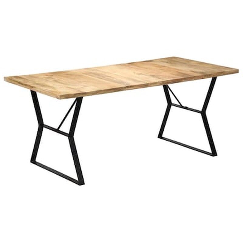Τραπεζαρία Vidaxl από Μασίφ Ξύλο Μάνγκο 180x90x76 cm - Μαύρο/Καφέ