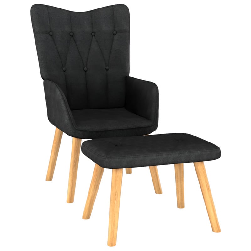 Πολυθρόνα Relax VidaXL από Ύφασμα με Σκαμπό - Μαύρη VIDAXL