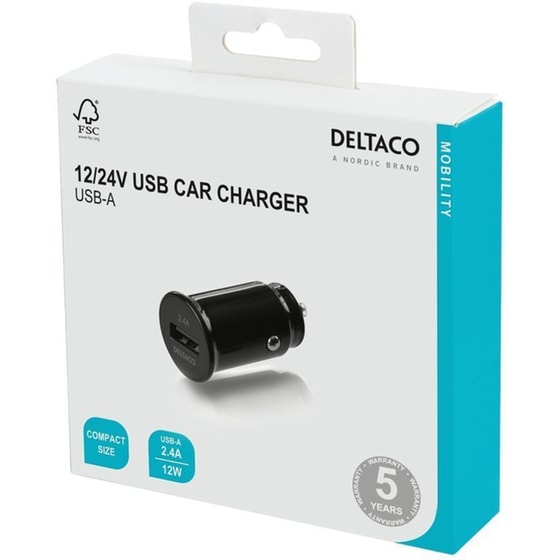 Φορτιστής Αυτοκινήτου Deltaco USB-CAR123 USB-A - Μαύρο image 1