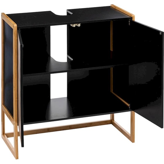 Ντουλάπι Μπάνιου Νιπτήρα Spitishop F-v Natureo Black 174889b από Bamboo/MDF 70x33x80cm - Μαύρο/Χρυσό image 2
