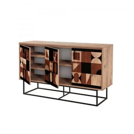 Μπουφές 24Mall Quattro Atlantic Pine από Μοριοσανίδα/Μέταλλο 140x40x80 cm - Καφέ/Μαύρος