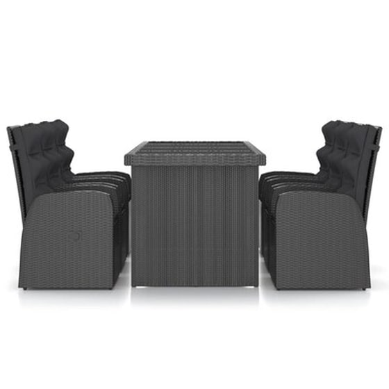 Vidaxl Σετ Τραπεζαρίας Εξ. Χώρου 7 Τεμ. Μαύρο Συνθ. Ρατάν Με Μαξιλάρια image 2