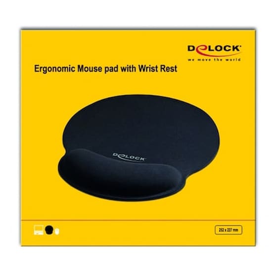 DeLock 12559 Mouse Pad 252mm με Στήριγμα καρπού Μαύρο image 1