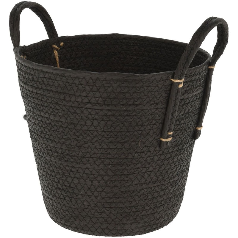 SPITISHOP Καλάθι Αποθήκευσης Spitishop K-m Black Kr2002710 25x24cm Ψάθινο - Μαύρο