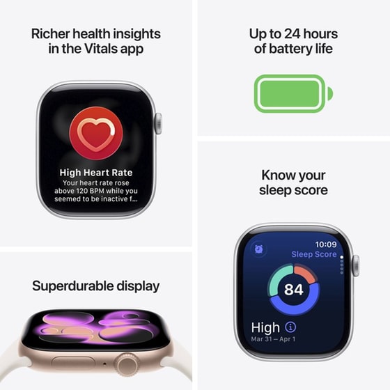Apple Watch Series 11 GPS + Cellular 46mm Natural Titanium Case with Stone Grey Sport Band - S/M image 2