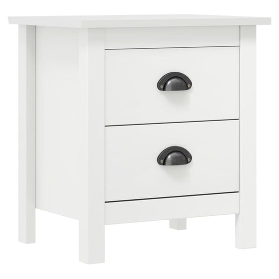 Κομοδίνο Vidaxl Από Μασίφ Ξύλο Πεύκου 2τμχ 46x35x49.5 cm - Λευκό image 2