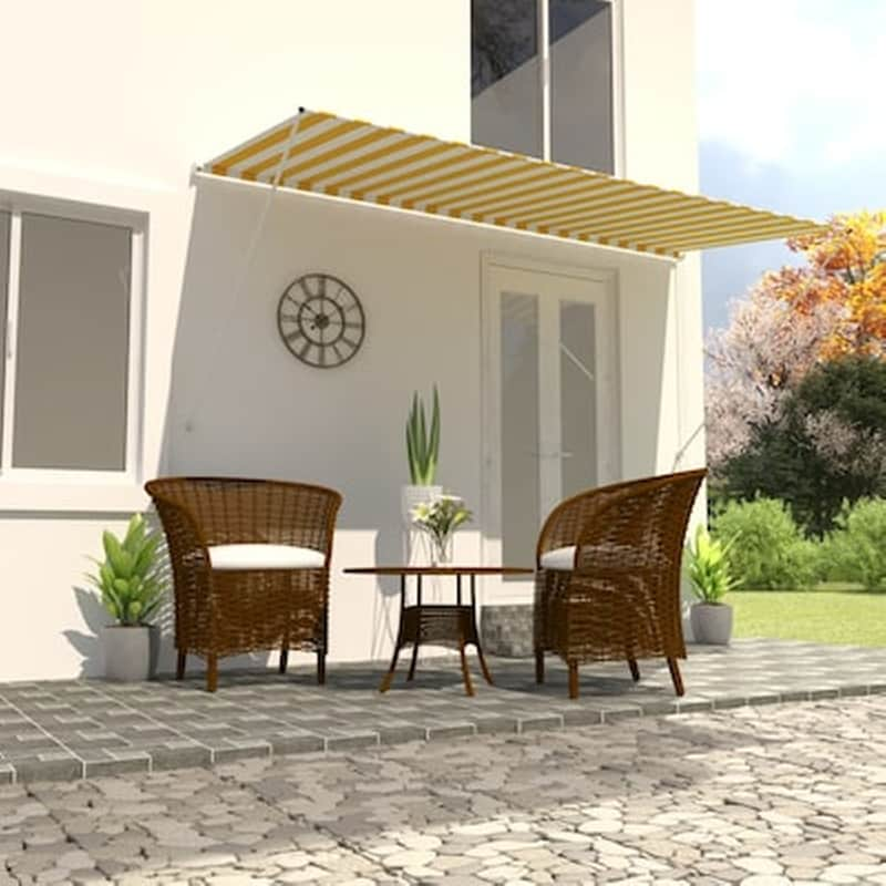 VIDAXL Τέντα Vidaxl Συρόμενη 400x150cm - Λευκό/Κίτρινο