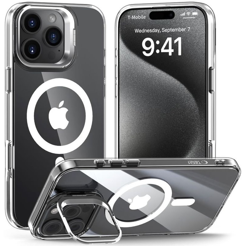 Θήκη Apple iPhone 16 Pro - Tech-Protect Magstand Σκληρή Διάφανη με MagSafe και Kickstand - Clear (5906302375844)