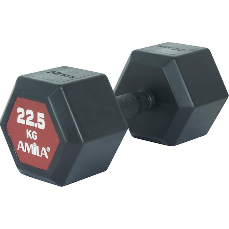 Βαράκι Εξάγωνο 22.5kg Amila Original Rubber H 90596 από Ατσάλι Q235 - Μαύρο AMILA