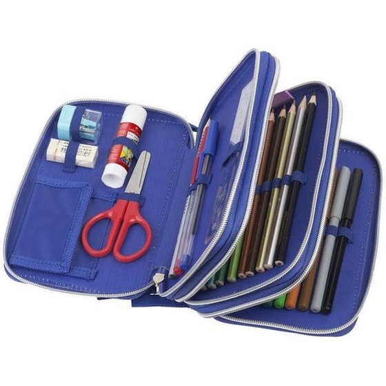 Κασετίνα Παραλληλόγραμμη Γεμάτη Faber-Castell Dinosaur Τριπλή Μπλε image 1