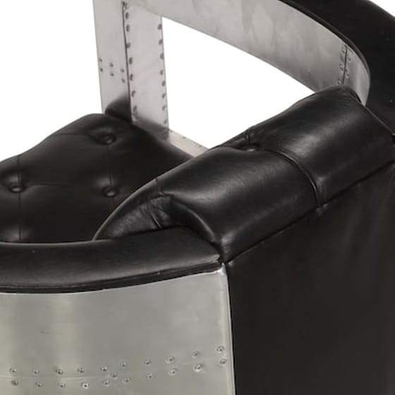 Vidaxl Πολυθρόνα Aviator Μαύρη Από Γνήσιο Δέρμα image 5