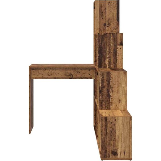 Γωνιακό Γραφείο VidaXL με Ράφι 101,5x149,5x149,5 cm - Παλιό Ξύλο image 3