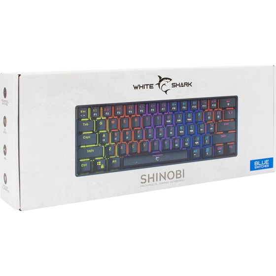 White Shark Shinobi Gaming Μηχανικό Ενσύρματο Πληκτρολόγιο 60% με Outemu Blue διακόπτες και RGB Μαύρο (US) image 7