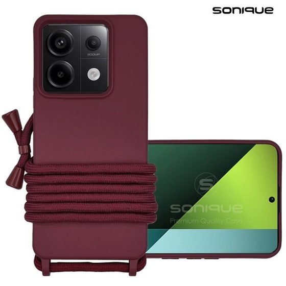 Θήκη Xiaomi Redmi Note 13 Pro 5G - Sonique Με Κορδόνι Carryhang - Μπορντό image 0