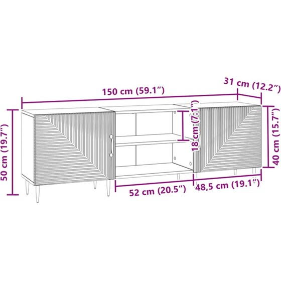 Έπιπλο Τηλεόρασης VidaXL 150x31x50 cm - Γκρι Σκυροδέματος image 8