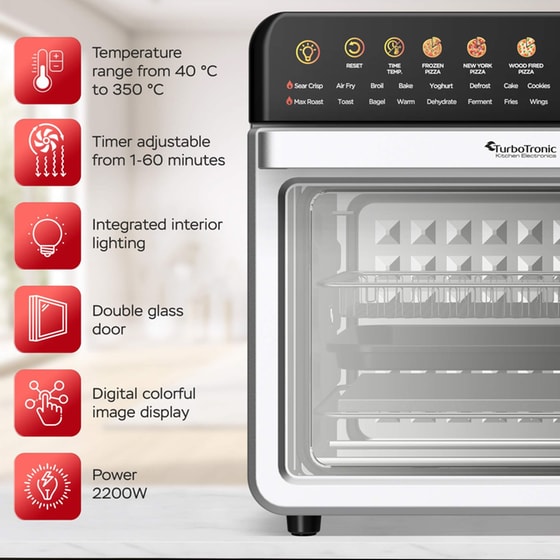 TURBOTRONIC TT-AFO310 34 Lt Ασημί Ηλεκτρικό Φουρνάκι image 16