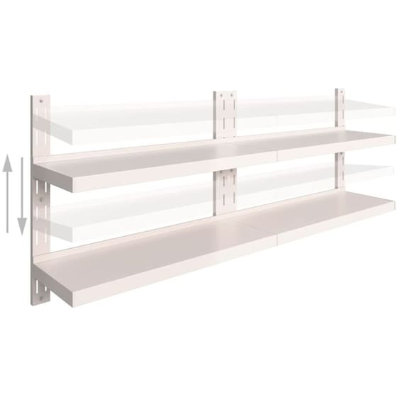 Ράφια Τοίχου VidaXL από  Ανοξείδωτο Ατσάλι 200x30 cm 2 Τμχ - Ασημί/Λευκό image 2