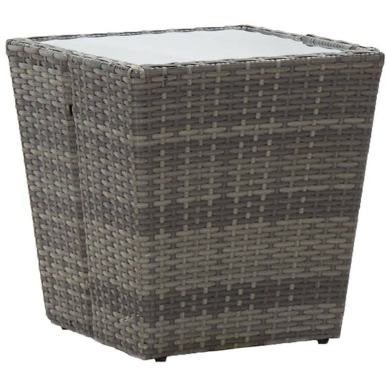 Σετ Επίπλων Bistro Κήπου VidaXL από Συνθ. Ρατάν και Ψημένο Γυαλί 5Τμχ - Γκρι image 6