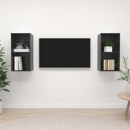 Έπιπλα Τηλεόρασης VidaXLΜοριοσανίδα  2 Τμχ  72x37x37cm-  Γκρι